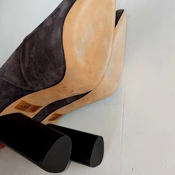 Iro Ruffle Trimmed Ankle Boots in Grey Suede - Picture 7 of 14